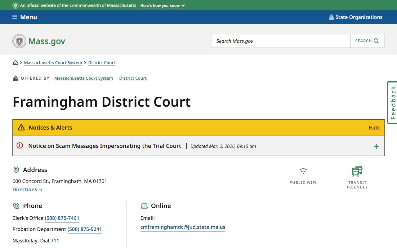 Framingham District Court Framingham DUI OUI records