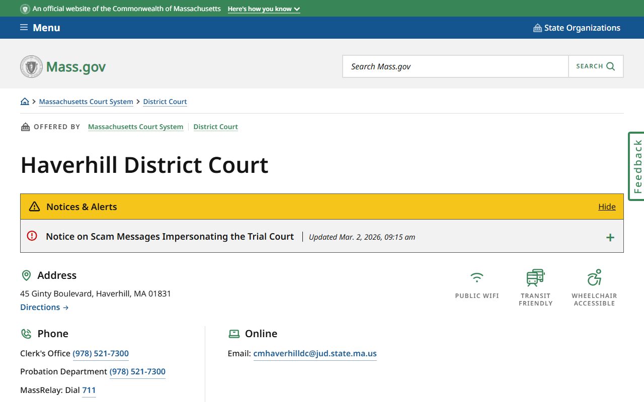 Haverhill District Court Haverhill DUI OUI records