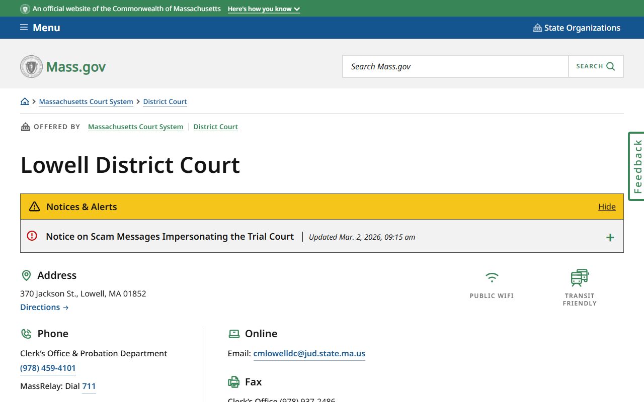 Lowell District Court Lowell DUI OUI records
