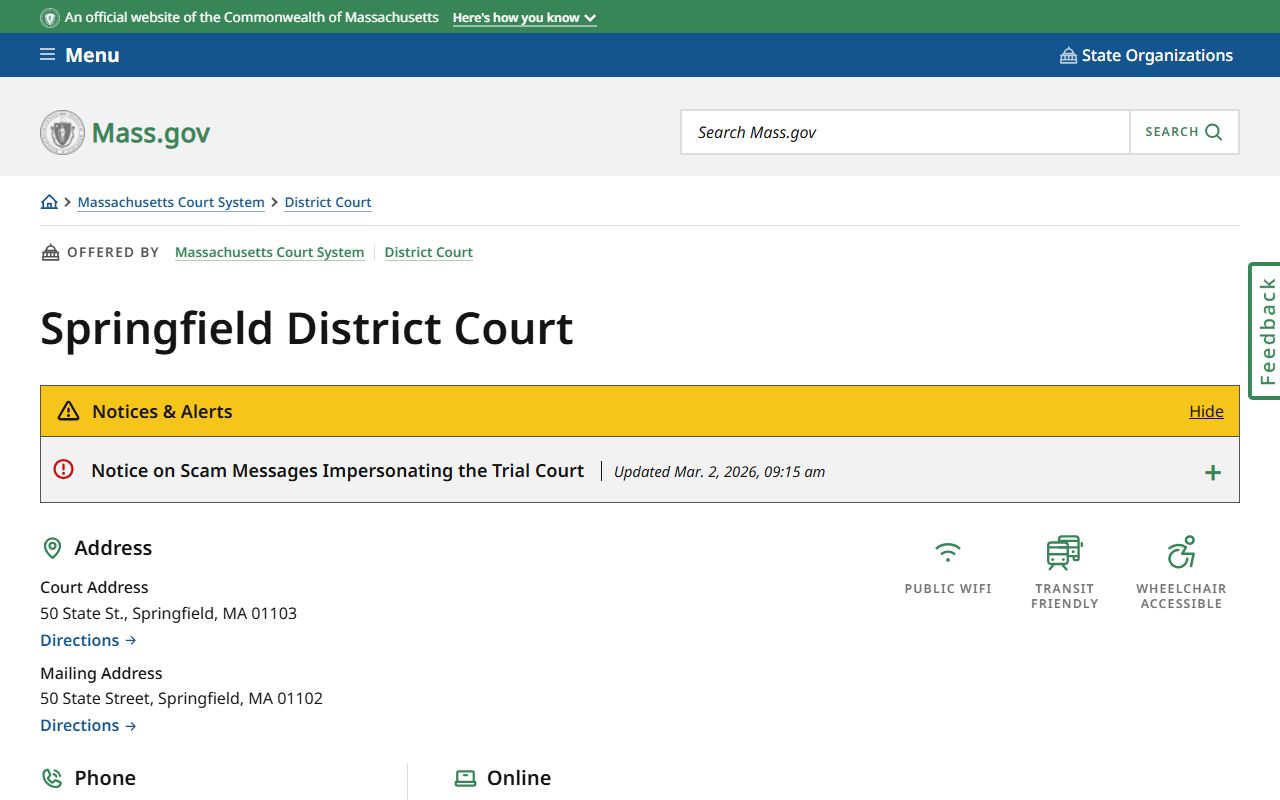 Springfield District Court Springfield DUI OUI records
