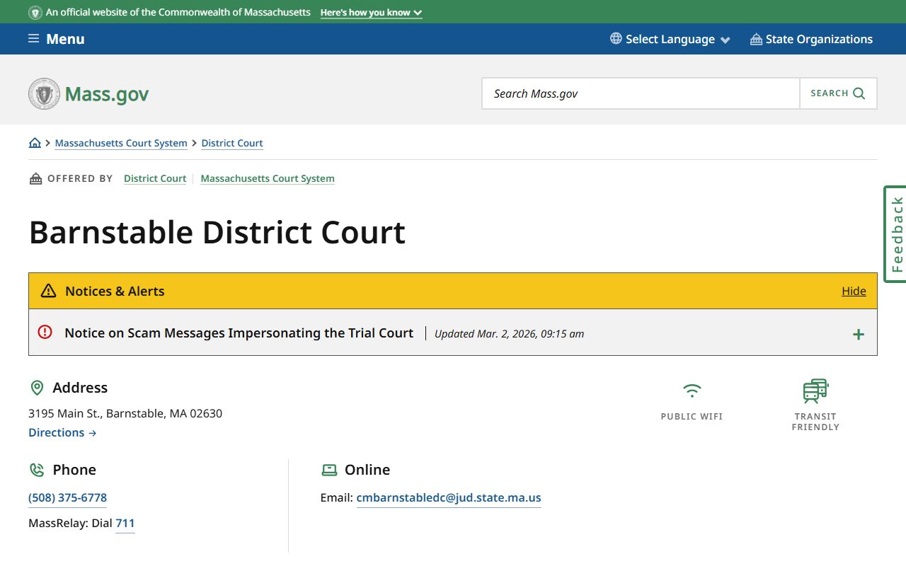 Barnstable District Court DUI OUI records Cape Cod
