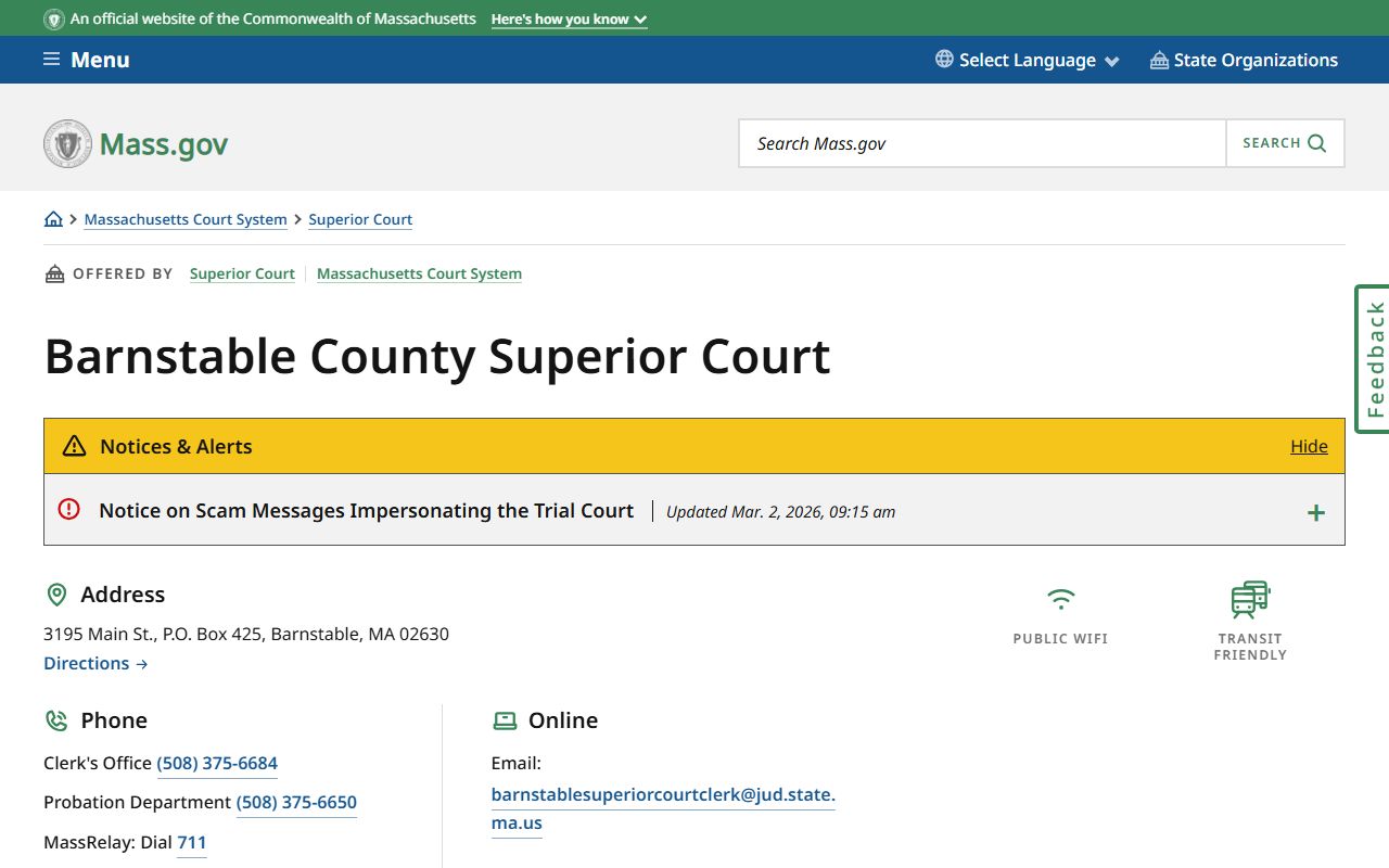 Barnstable County Superior Court DUI OUI records