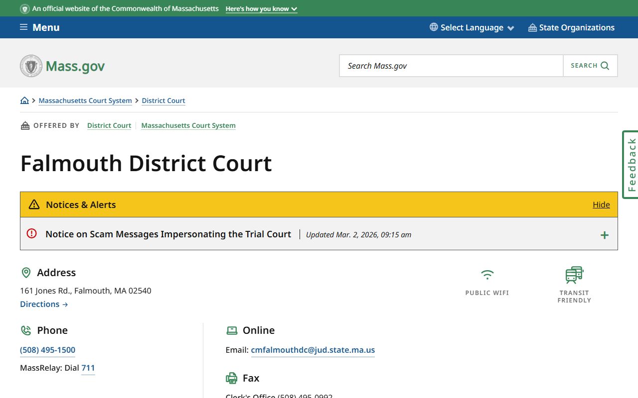 Falmouth District Court Barnstable County DUI OUI records