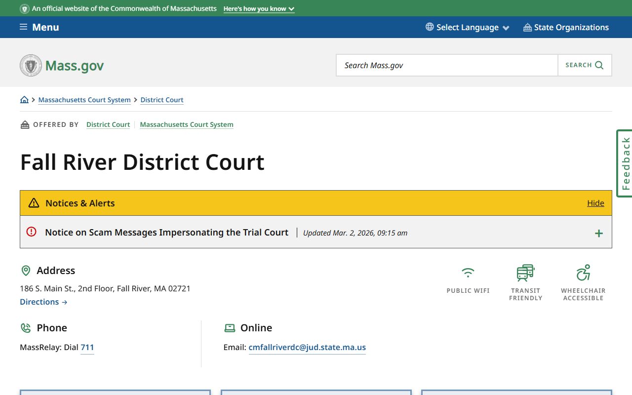 Fall River District Court Bristol County DUI OUI records