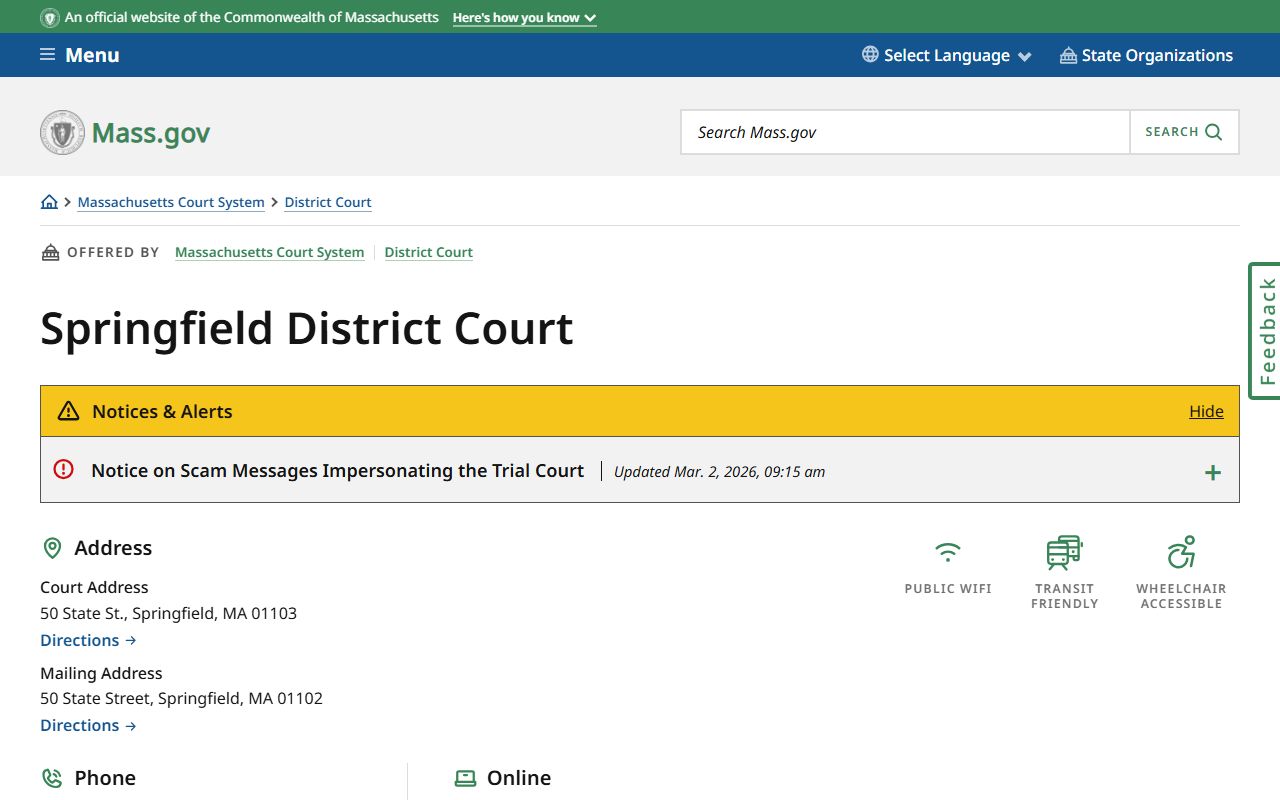 Springfield District Court Hampden County DUI OUI records