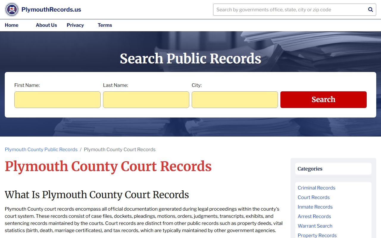 Plymouth County court records DUI OUI search