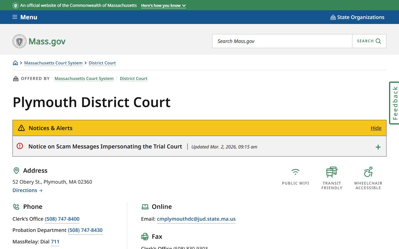 Plymouth District Court Plymouth County DUI OUI records
